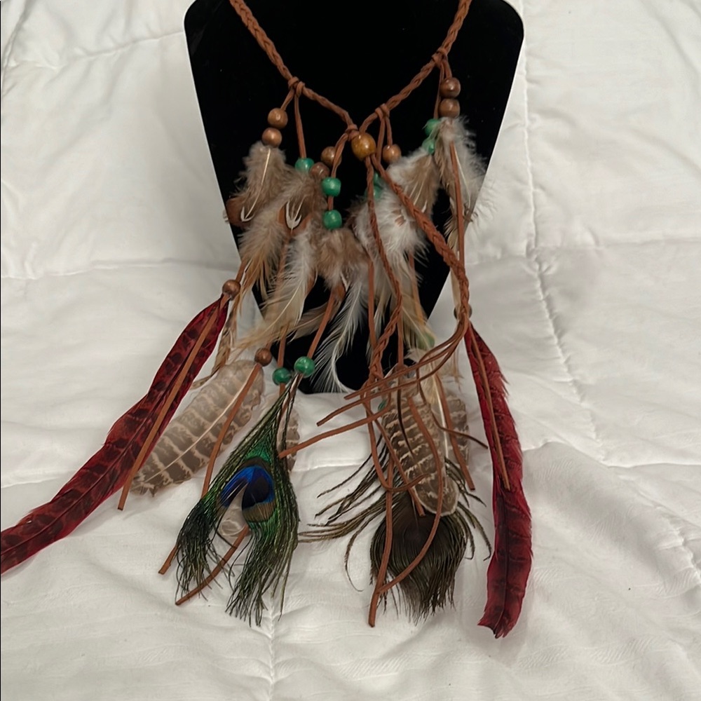 Bohemian Feather Necklace - Multicolor
